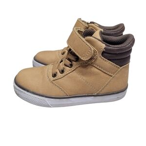 Children's Place Toddler Boys Faux Leather Tan Lace Up High Top Sneakers Size 9